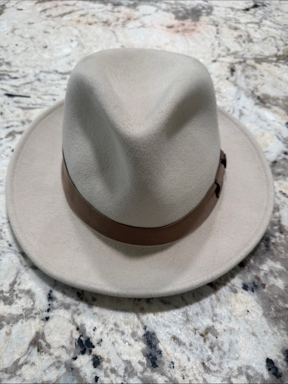 Men's Beige Fedora Hat with Brown Band - Classic Style